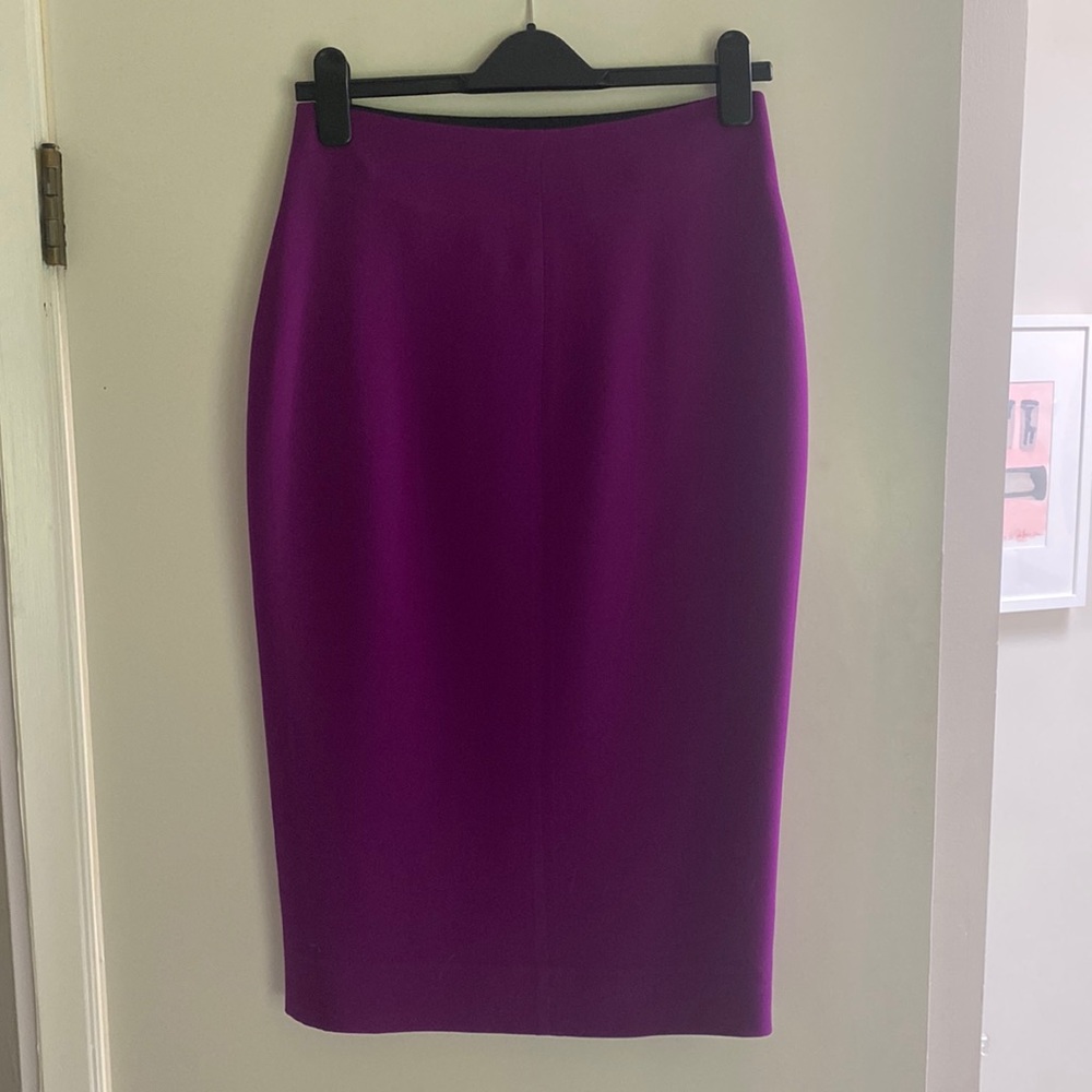 Victoria Beckham magenta midi back zip pencil skirt